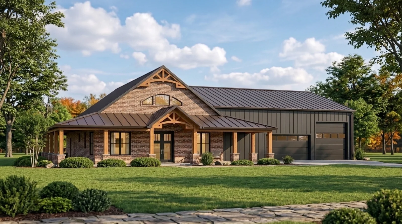 CHD-22187 Barndominium House Plan – Front Elevation
