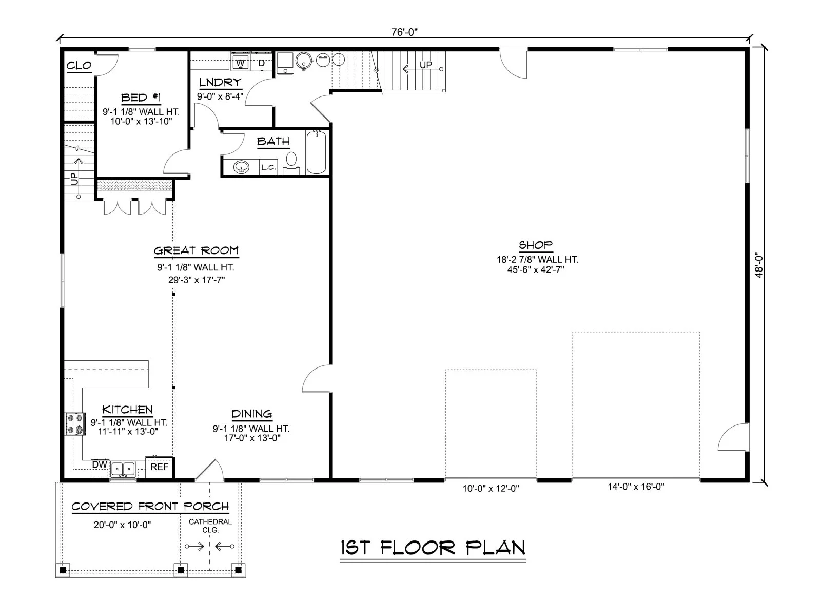 CHD-1256 Barndominium House Plan – First Floor Plan