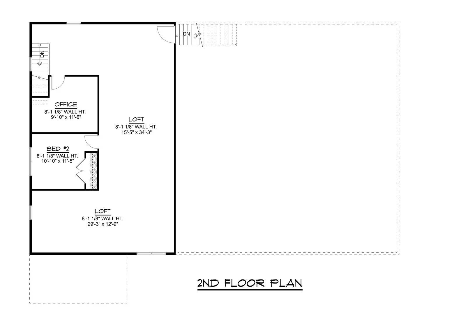 CHD-1256 Barndominium House Plan – Second Floor Plan