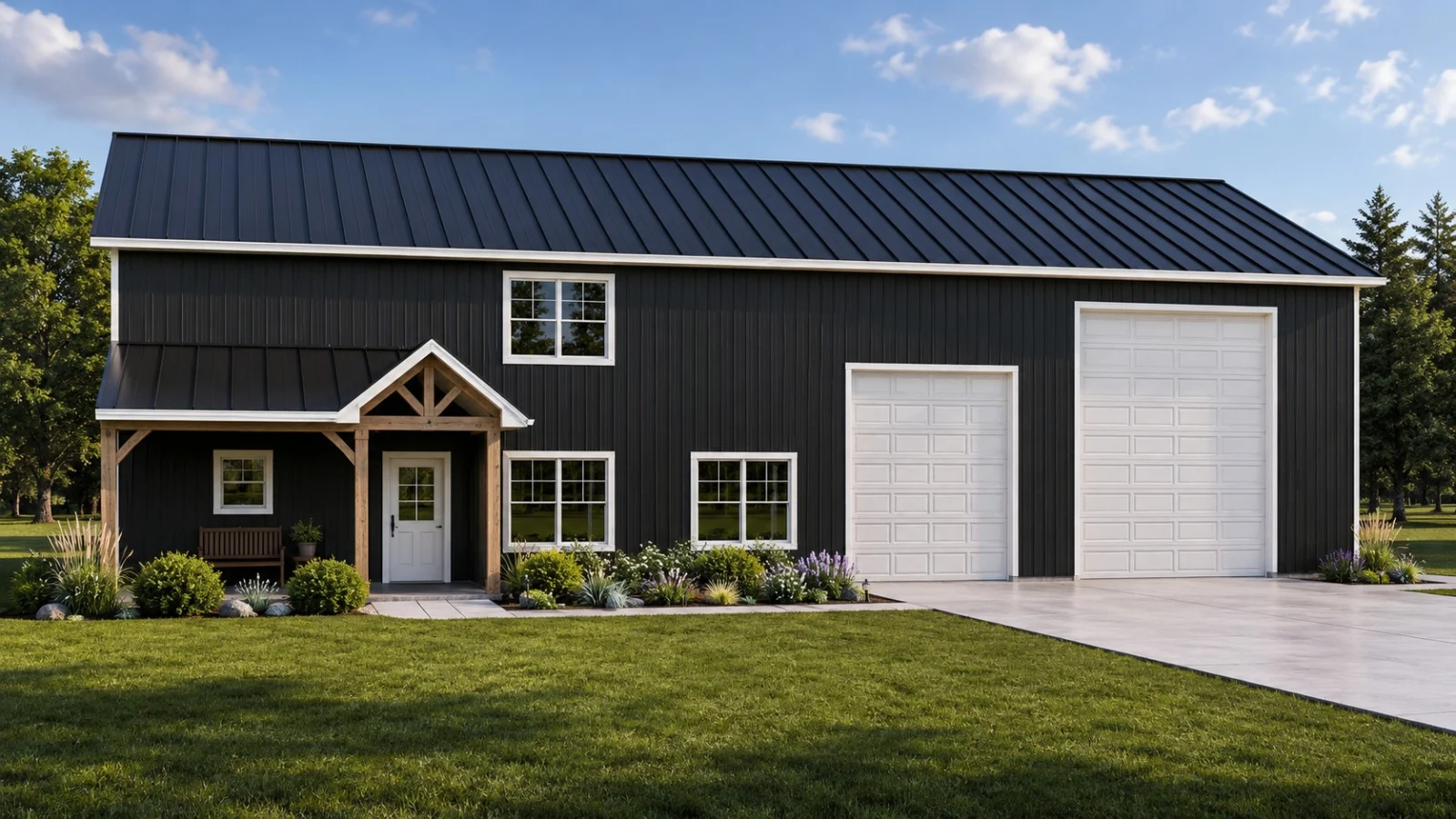 CHD-1256 Barndominium House Plan – Front Elevation