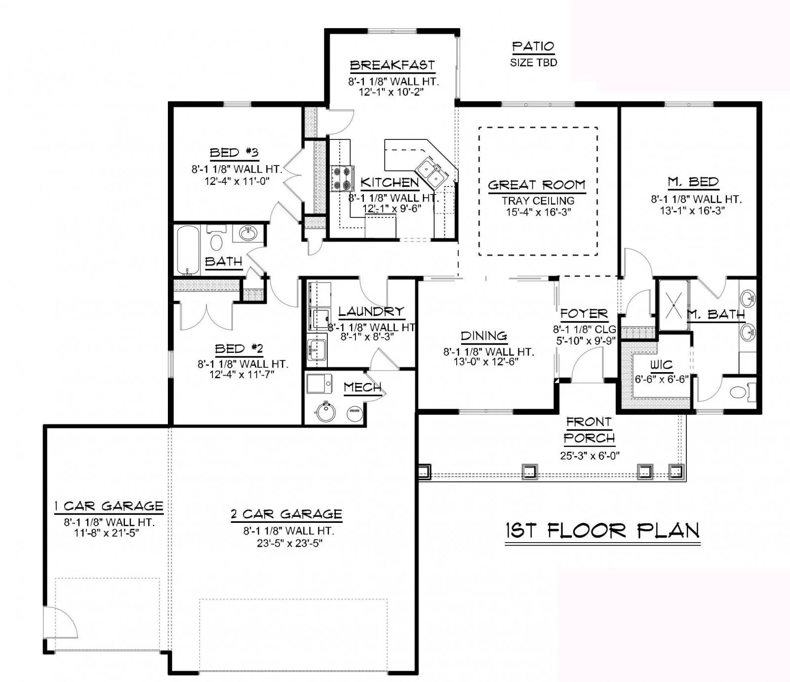 CHD-1356 Colonial House Plan – Main Floor Plan