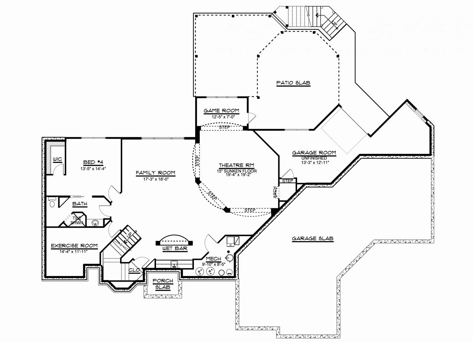 CHD-14114 Country House Plan – Basement Floor Plan