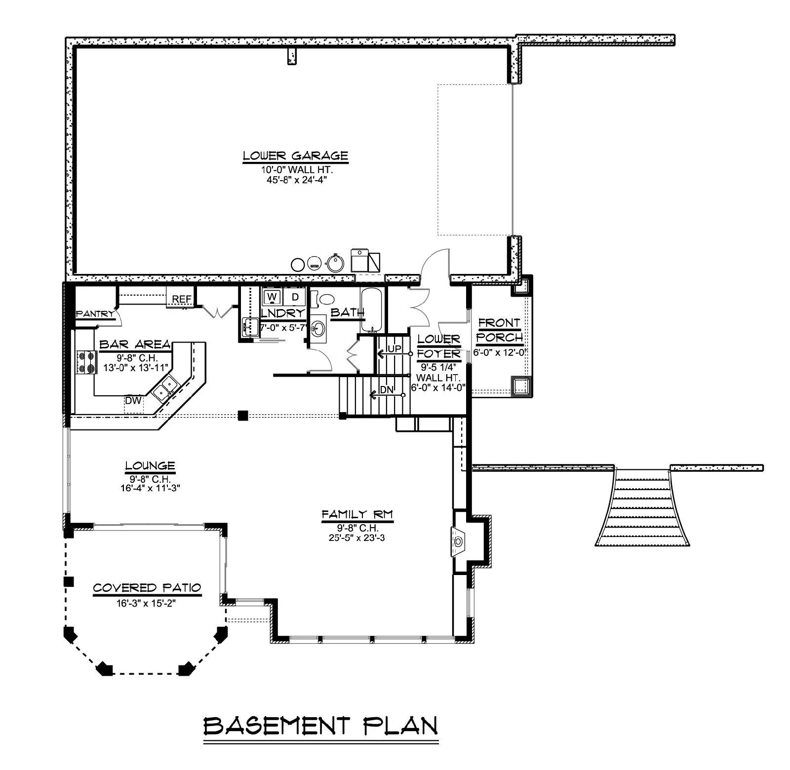 CHD-1423 Beach House Plan – Basement Floor Plan