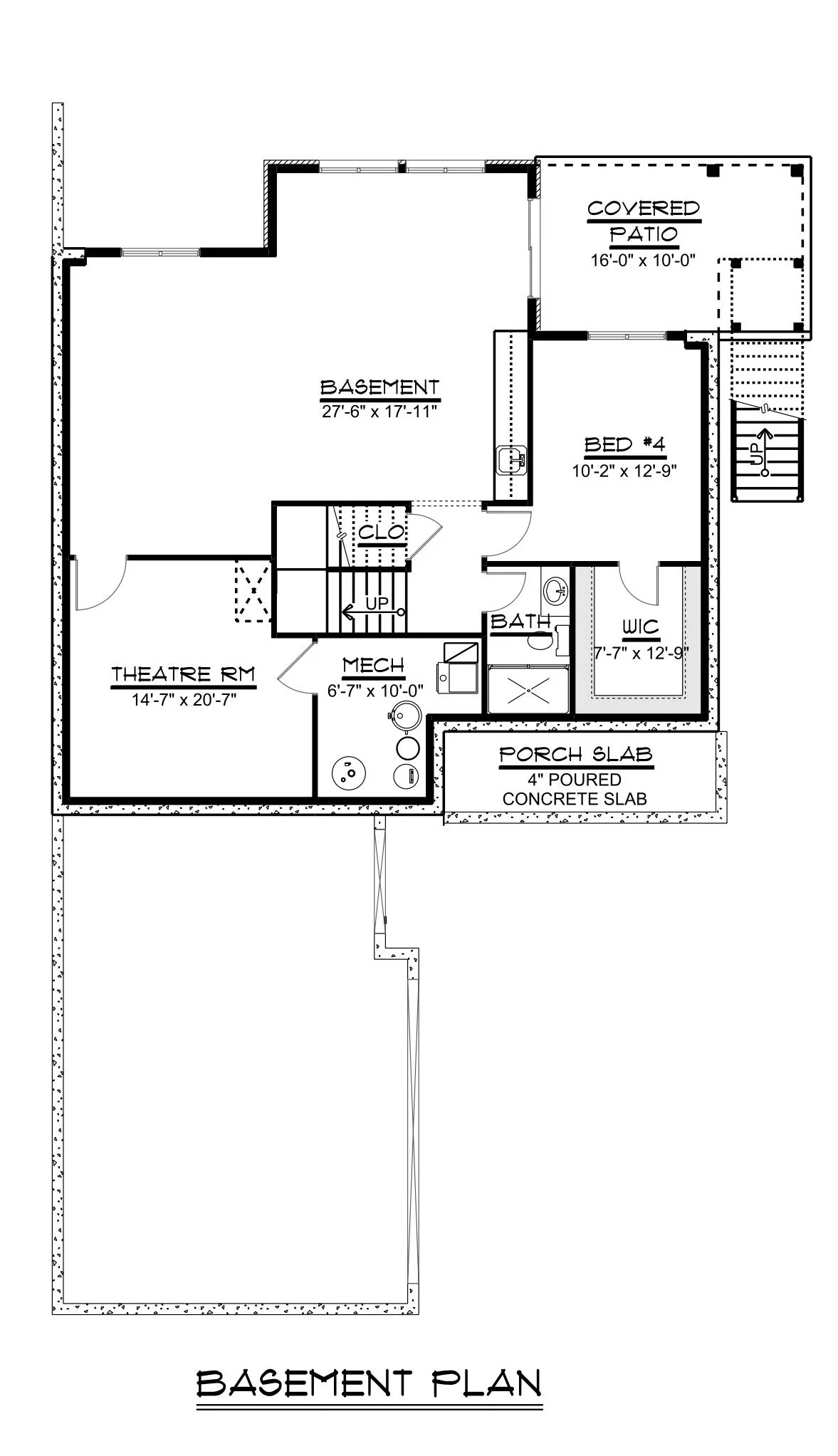 CHD-1490 Beach House Plan – Basement Floor Plan