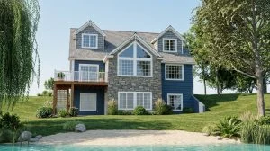 CHD-1490 Beach House Plan – Front Elevation