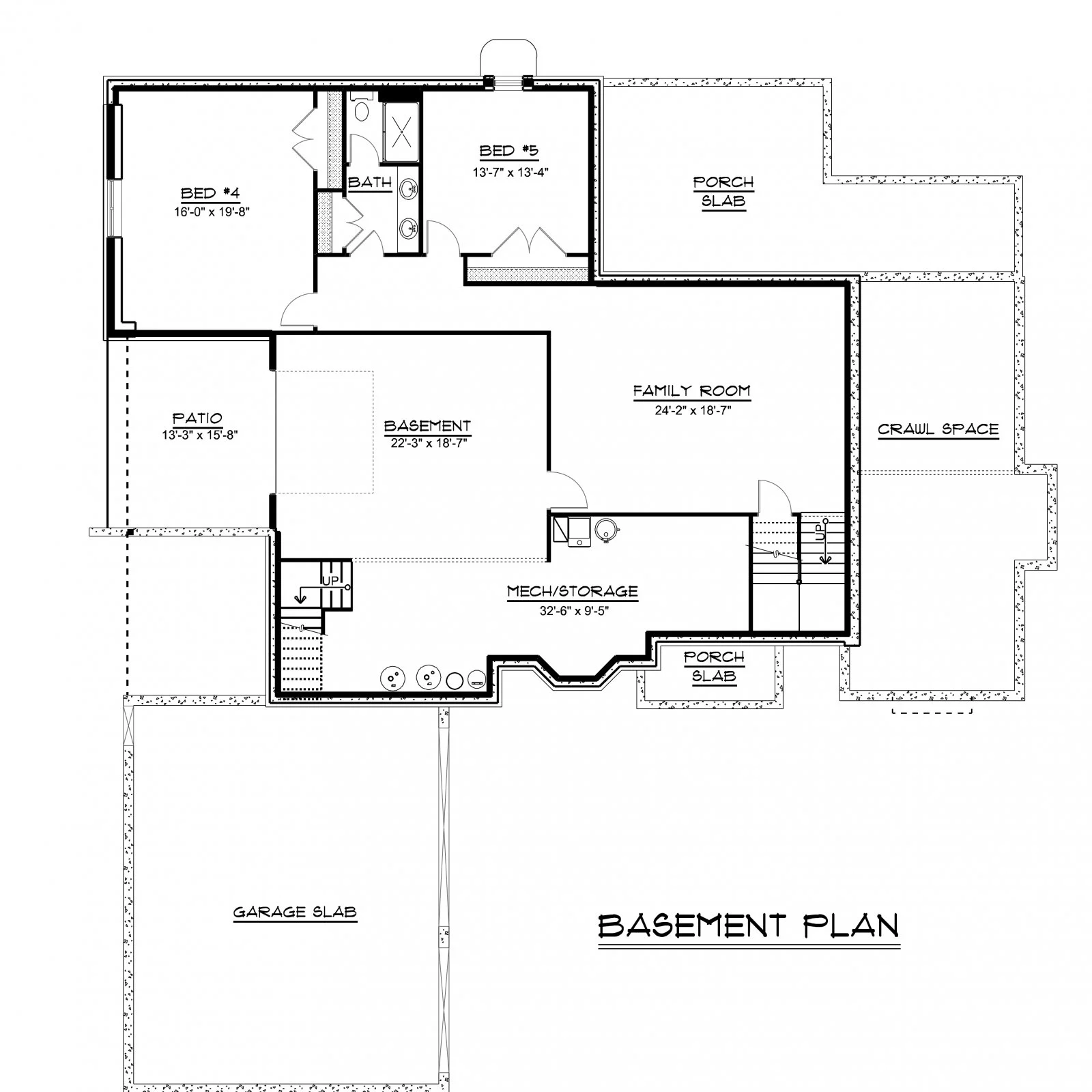 CHD-1536 Country House Plan – Basement Floor Plan