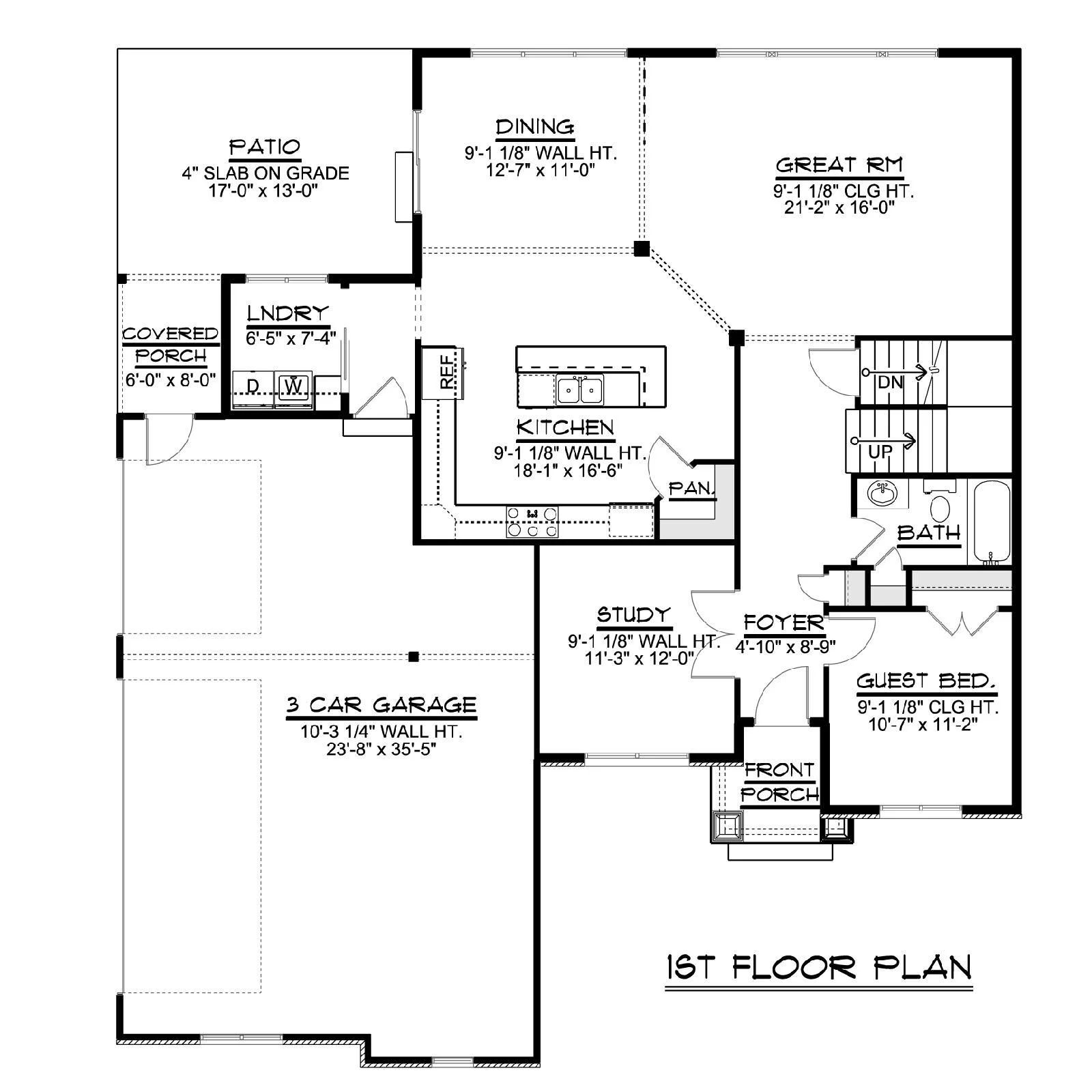 CHD-1540 Colonial House Plan – First Floor Plan