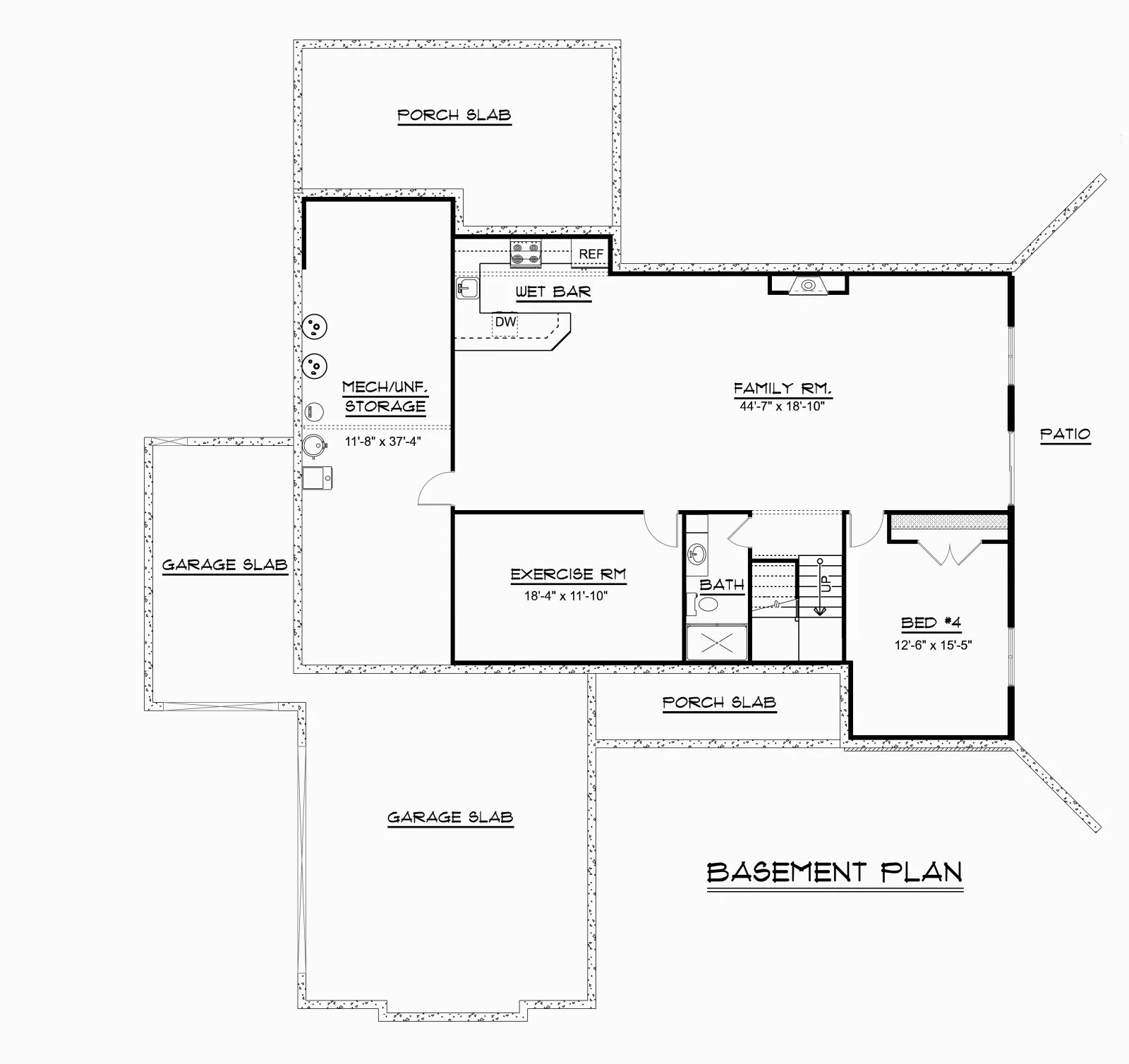 CHD-1544 Country House Plan – Basement Floor Plan