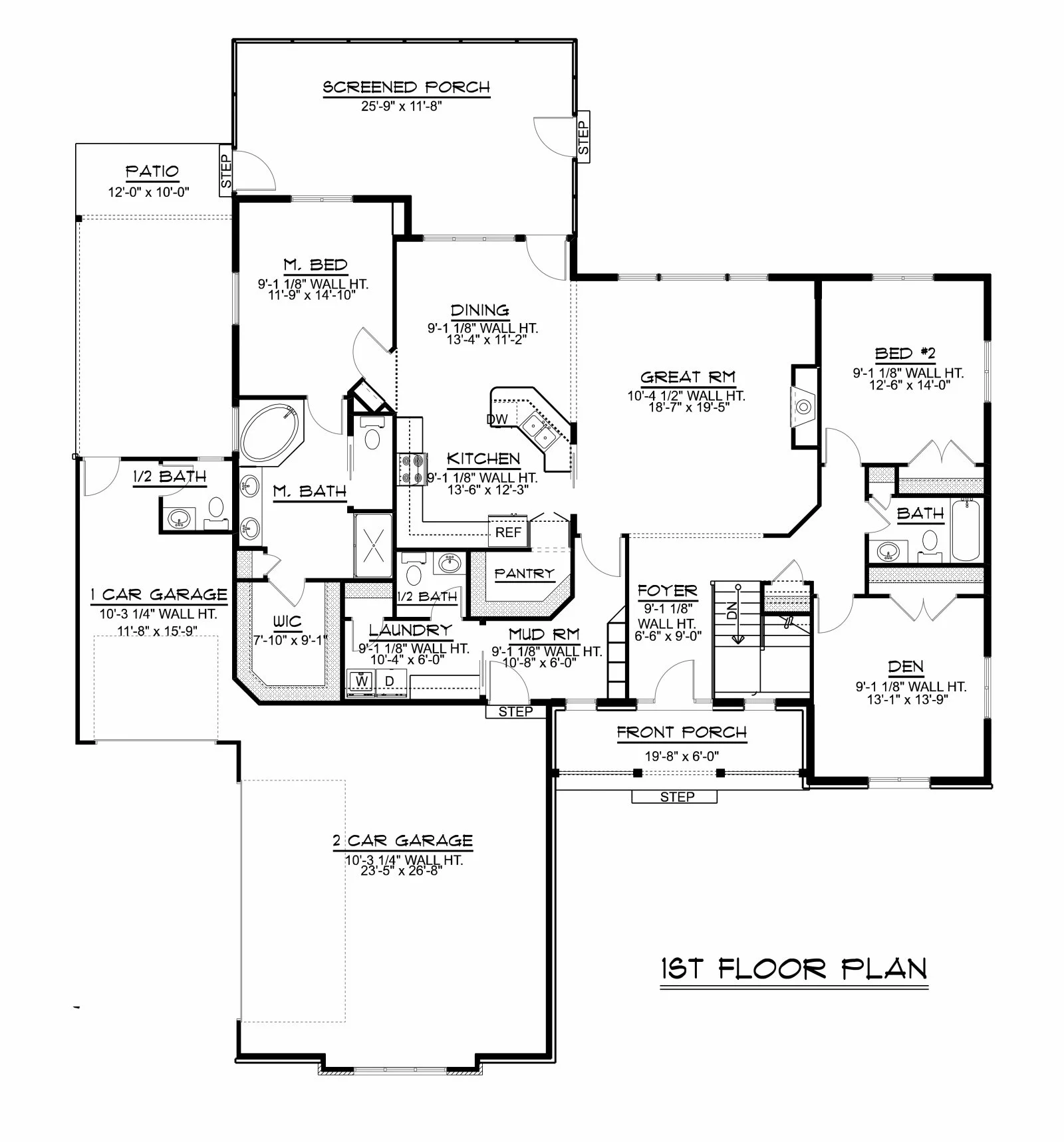 CHD-1544 Country House Plan – Main Floor Plan