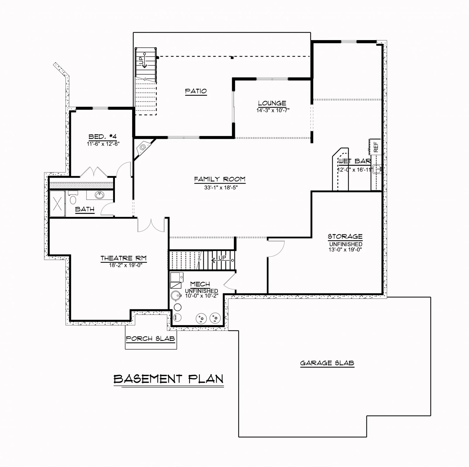 CHD-1548 Country House Plan – Basement Floor Plan