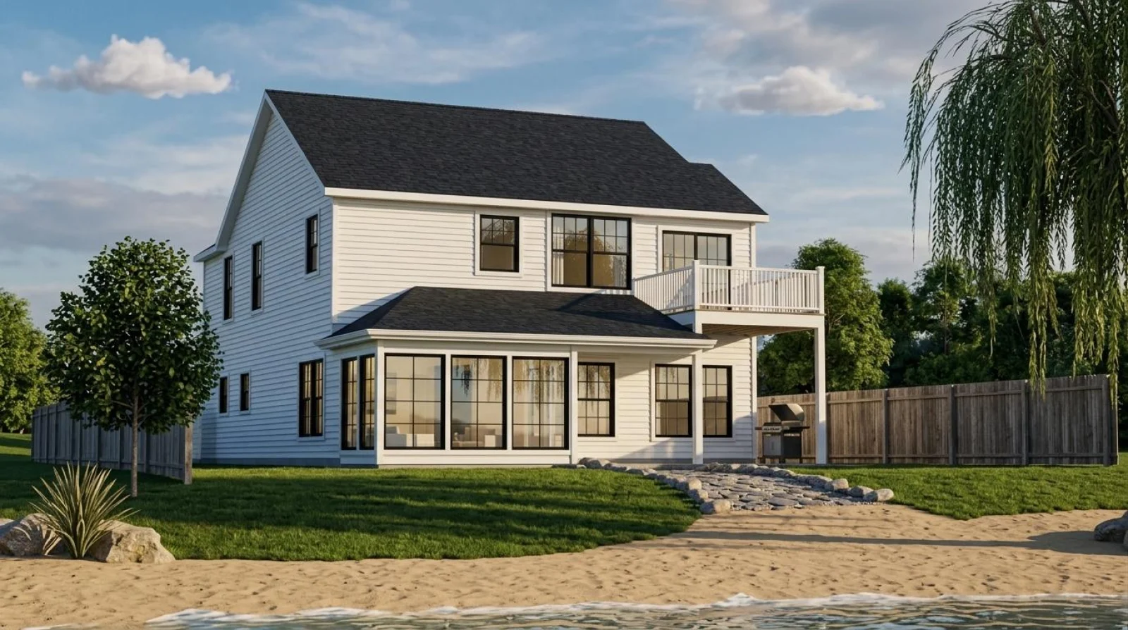 CHD-1550 Beach House Plan – Front Elevation