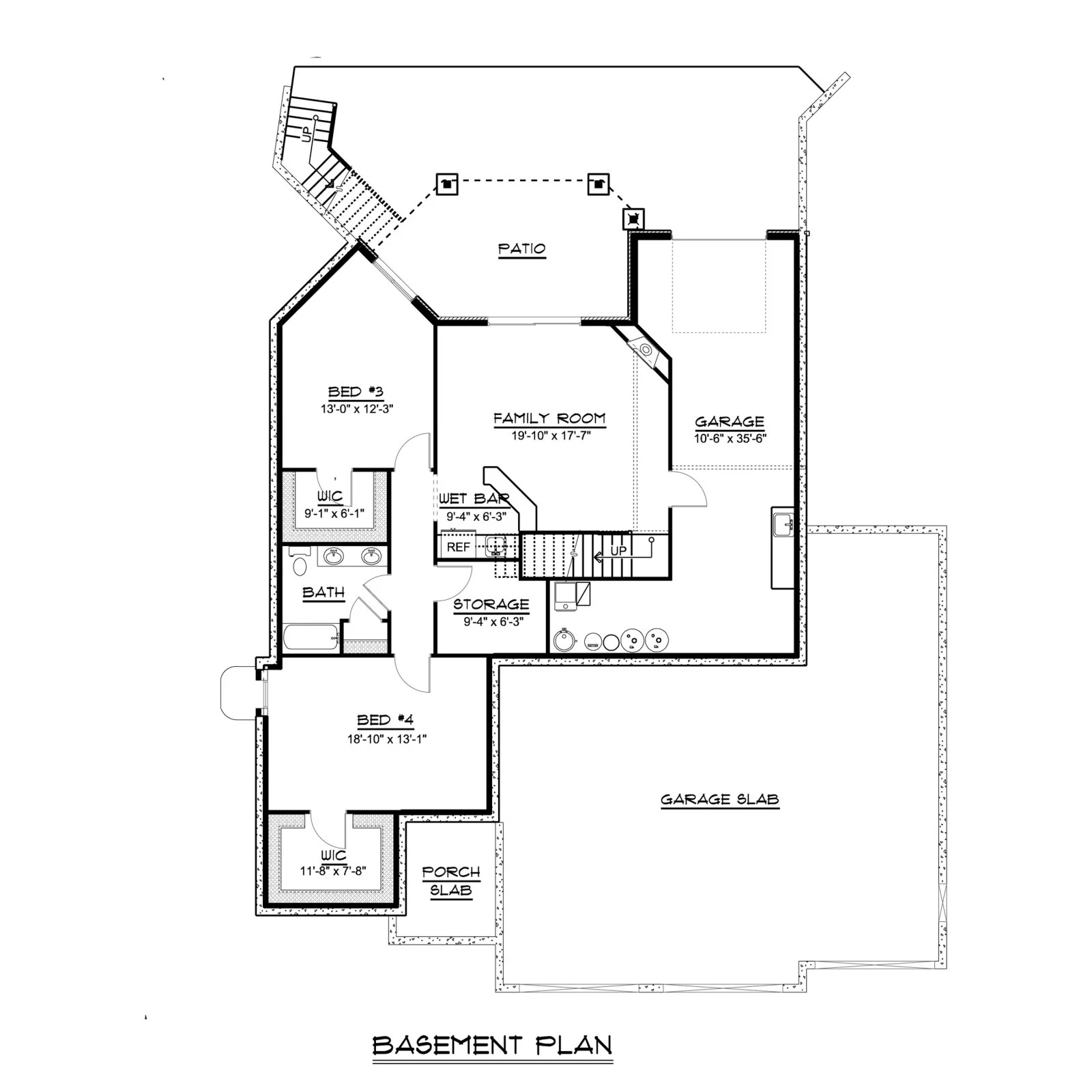 CHD-1555 Country House Plan – Basement Floor Plan