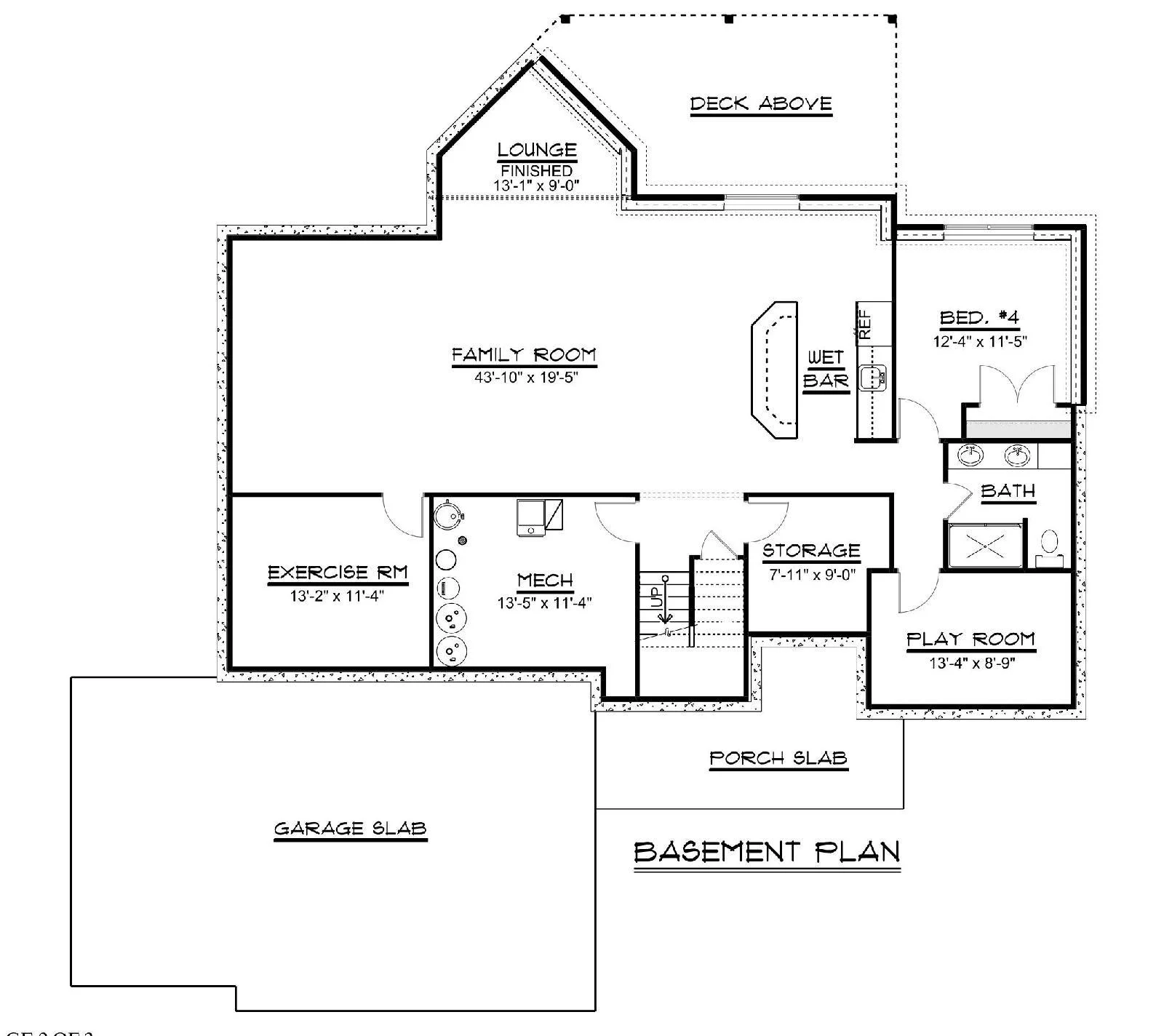 CHD-1588 Beach House Plan – Basement Floor Plan