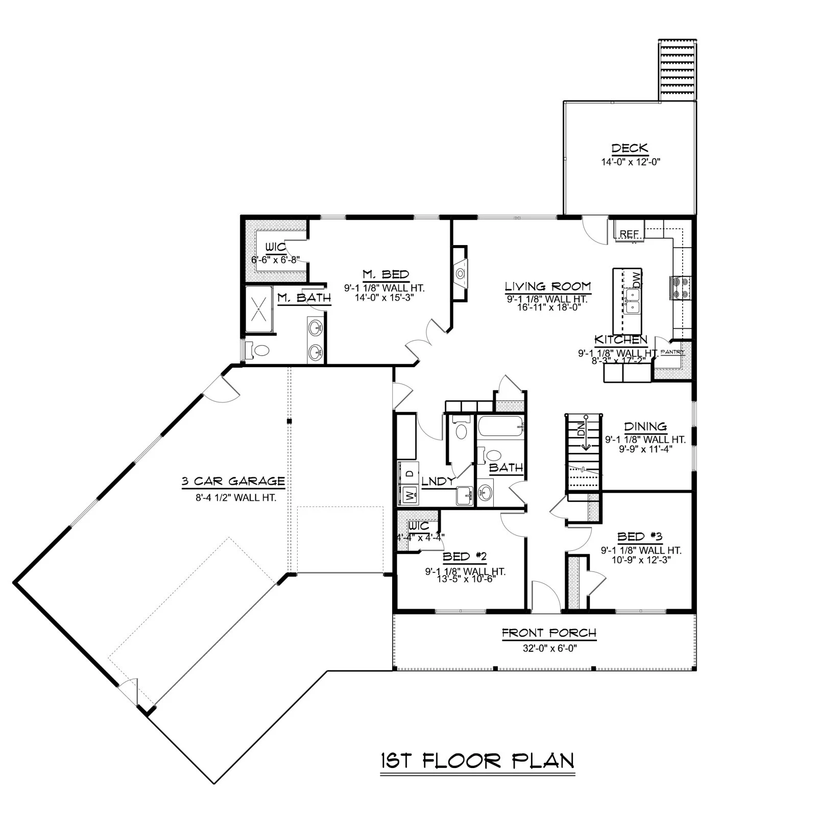 CHD-16106 Cottage House Plan – Main Floor Plan