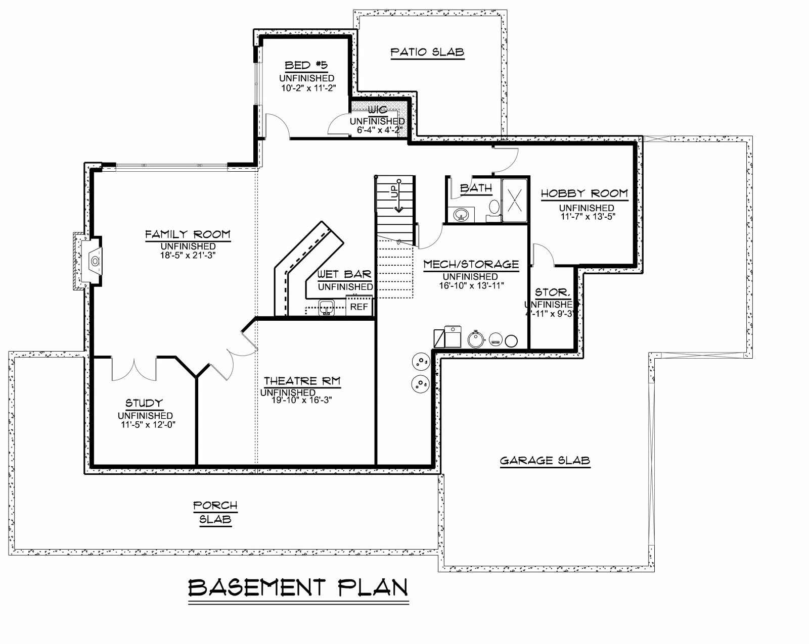 CHD-1647 Country House Plan – Basement Floor Plan