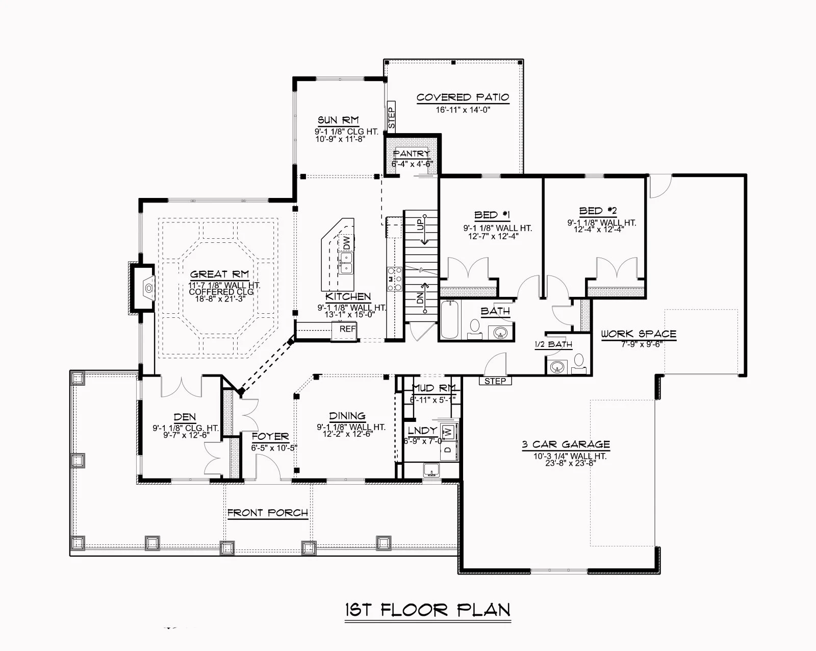 CHD-1647 Country House Plan – First Floor Plan