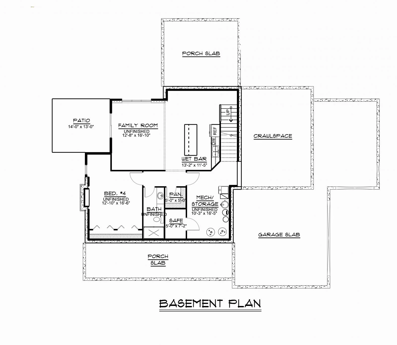 CHD-1662 Cottage House Plan – Basement Floor Plan