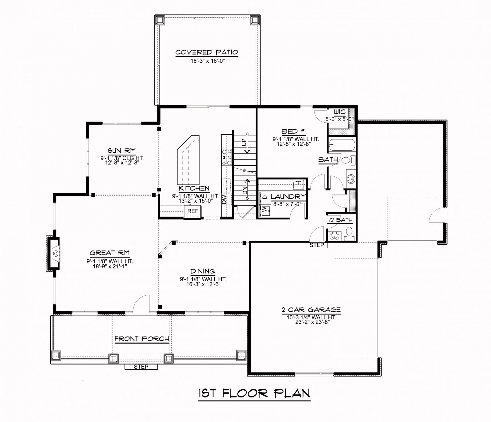 CHD-1662 Cottage House Plan – First Floor Plan