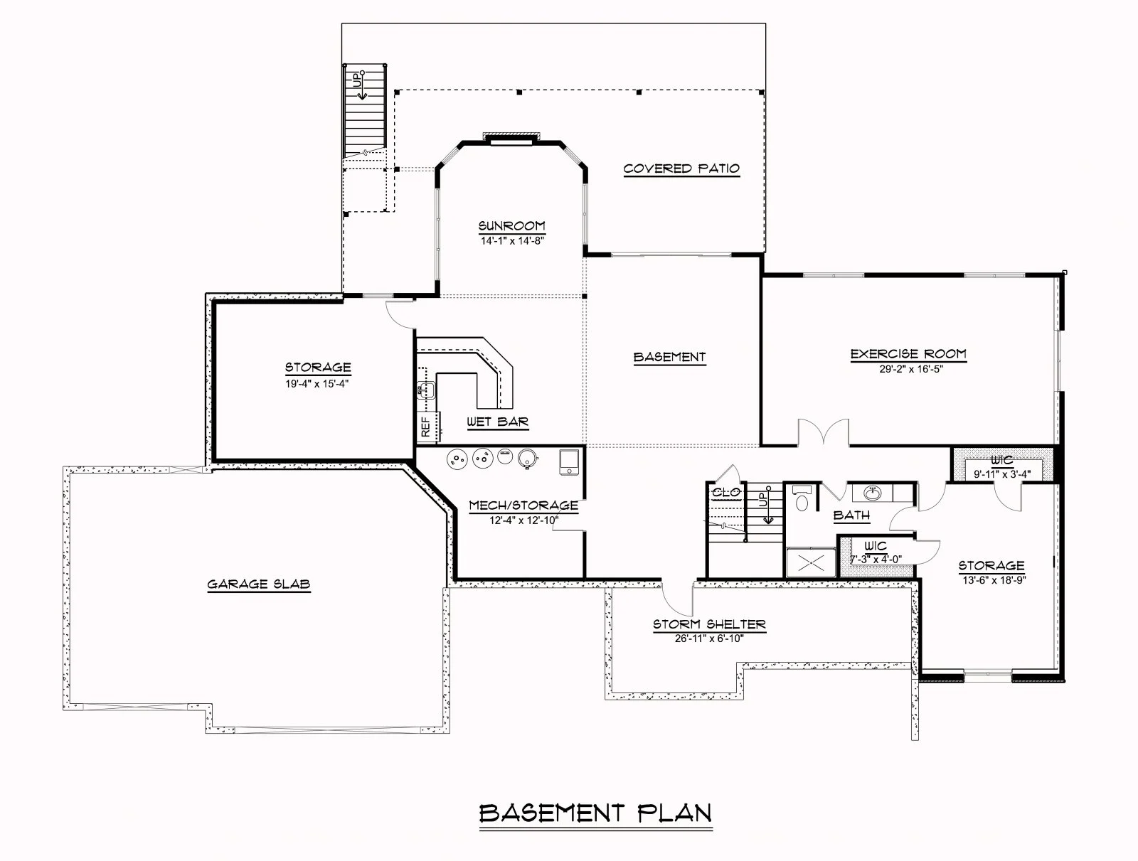 CHD-1663 Cottage House Plan – Basement Floor Plan