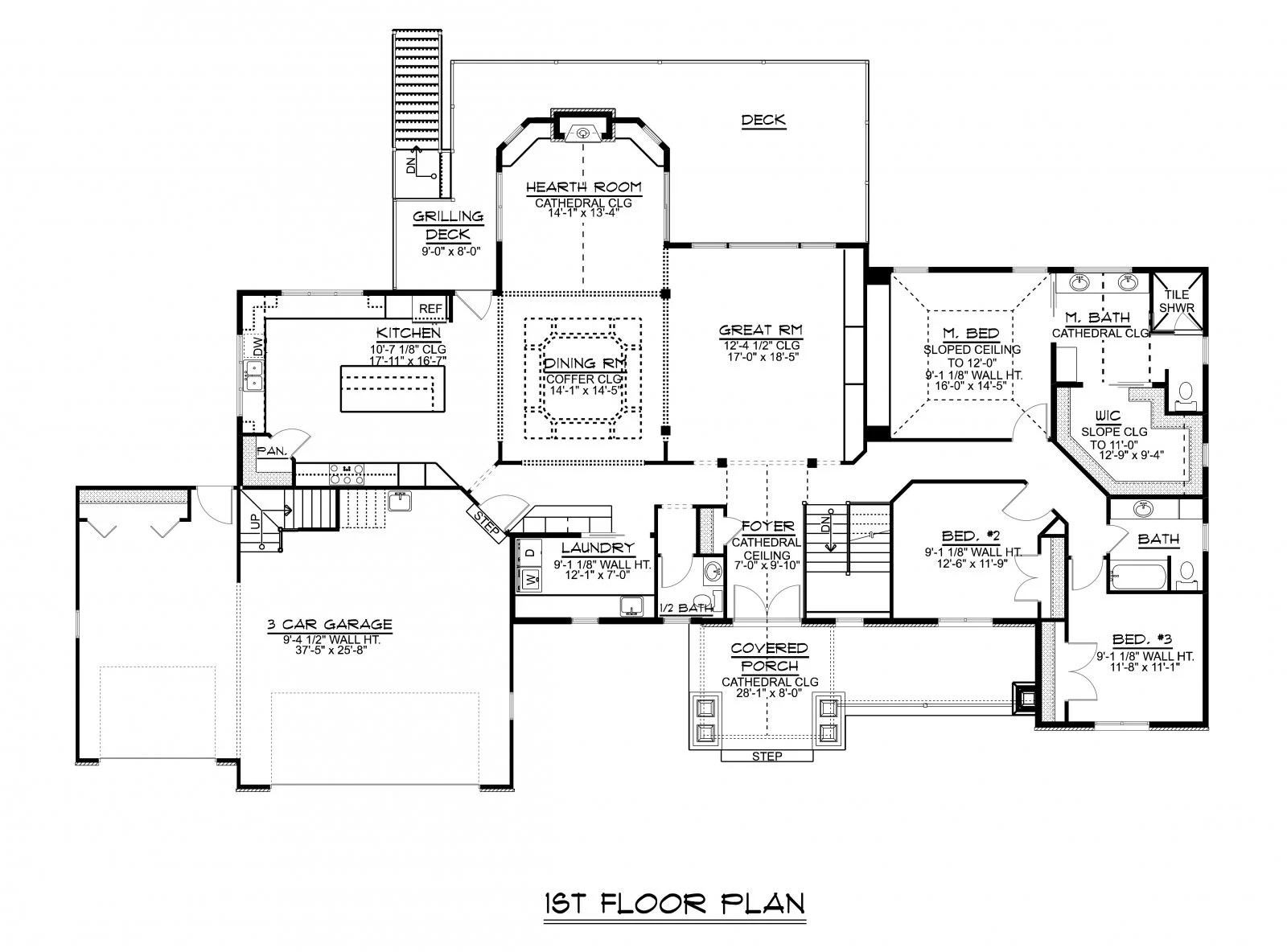 CHD-1663 Cottage House Plan – Main Floor Plan