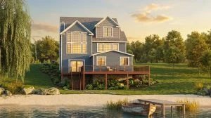 CHD-1672 Beach House Plan – Front Elevation