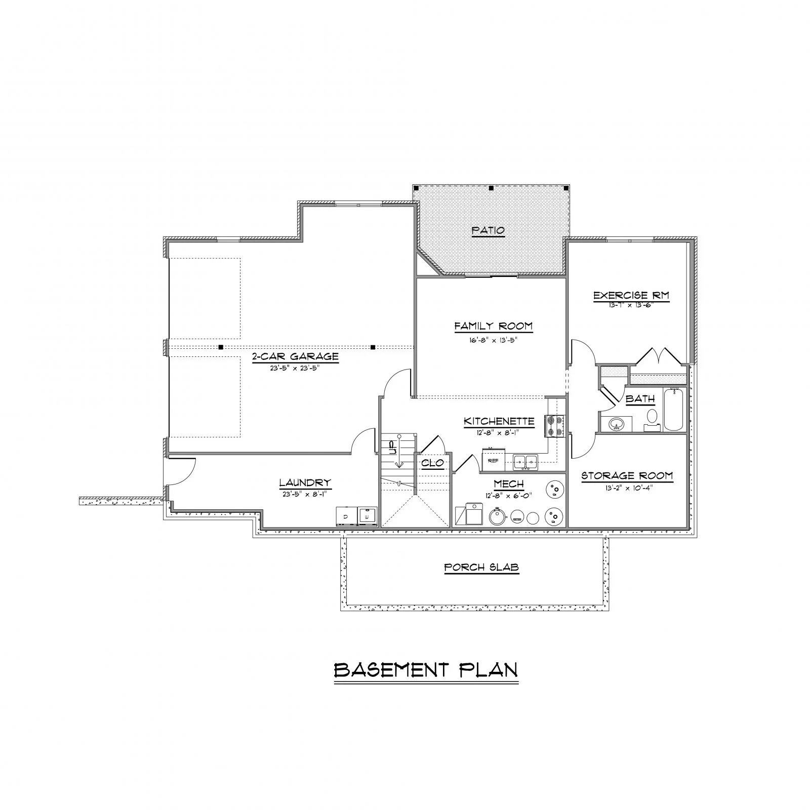 CHD-1680 Colonial House Plan – Basement Floor Plan