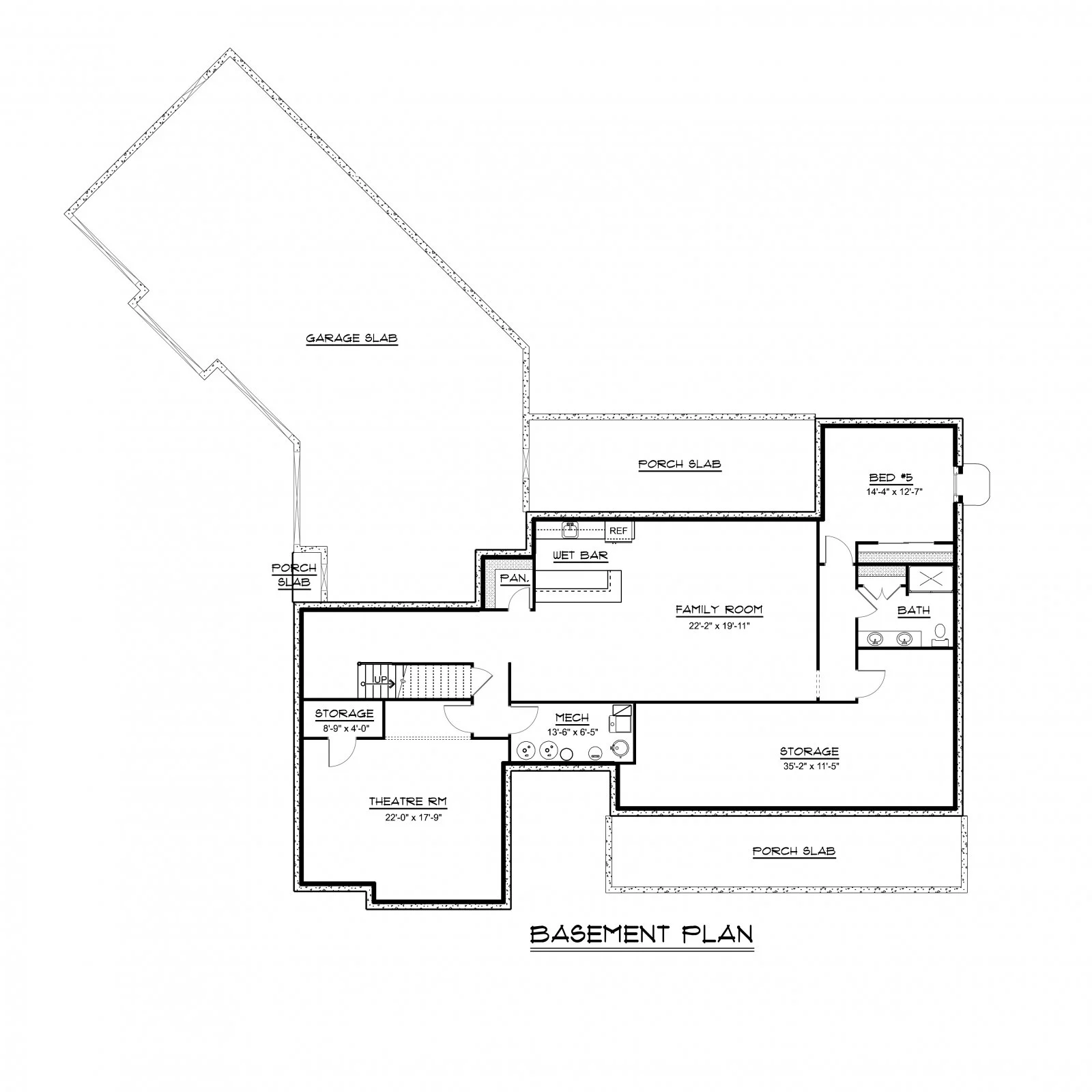 CHD-1695 Country House Plan – Basement Floor Plan