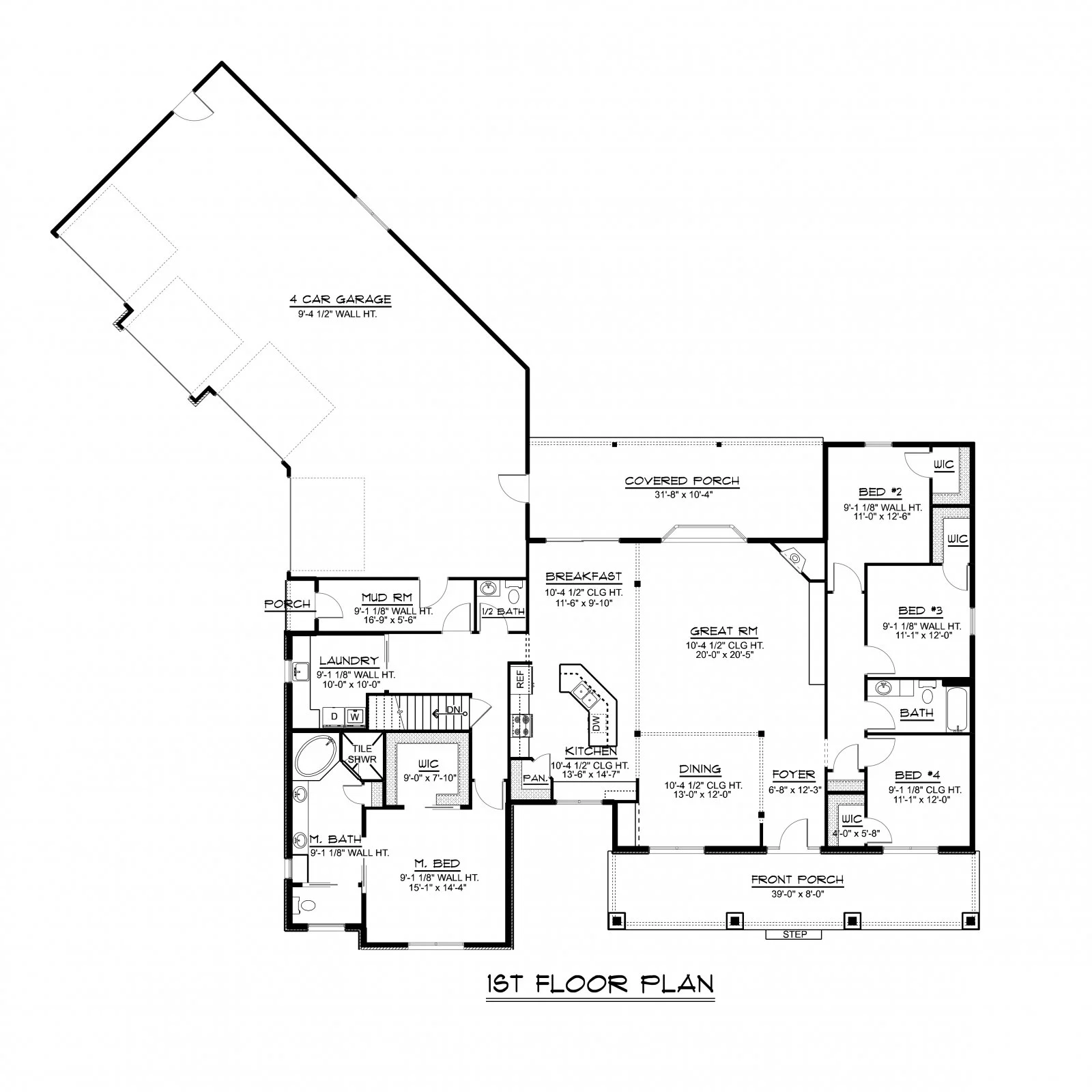 CHD-1695 Country House Plan – Main Floor Plan
