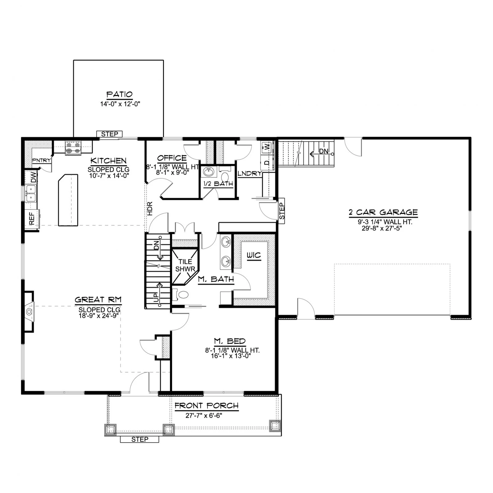 CHD-1701 Cottage House Plan – First Floor Plan
