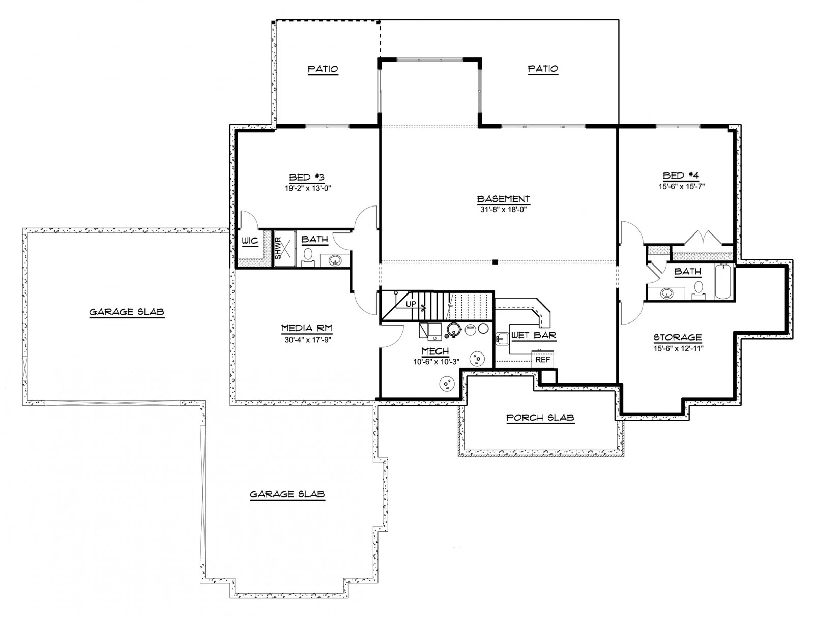 CHD-17113 Country House Plan – Basement Floor Plan