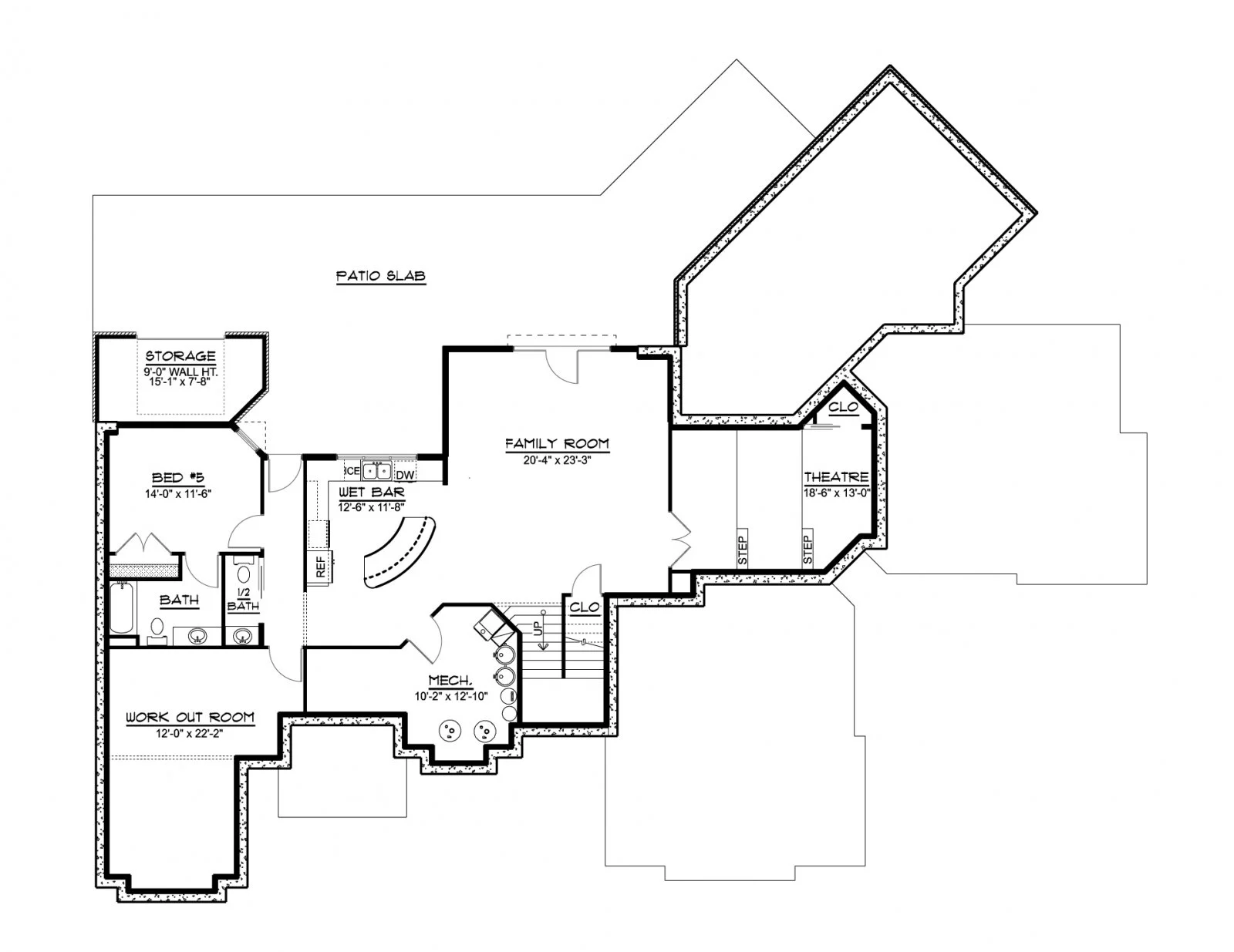 CHD-17119 Cottage House Plan – Basement Floor Plan