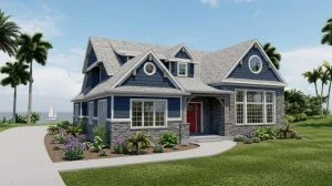 CHD-1722 Beach House Plan – Front Elevation