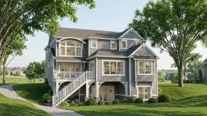 CHD-1727 Beach House Plan – Front Elevation