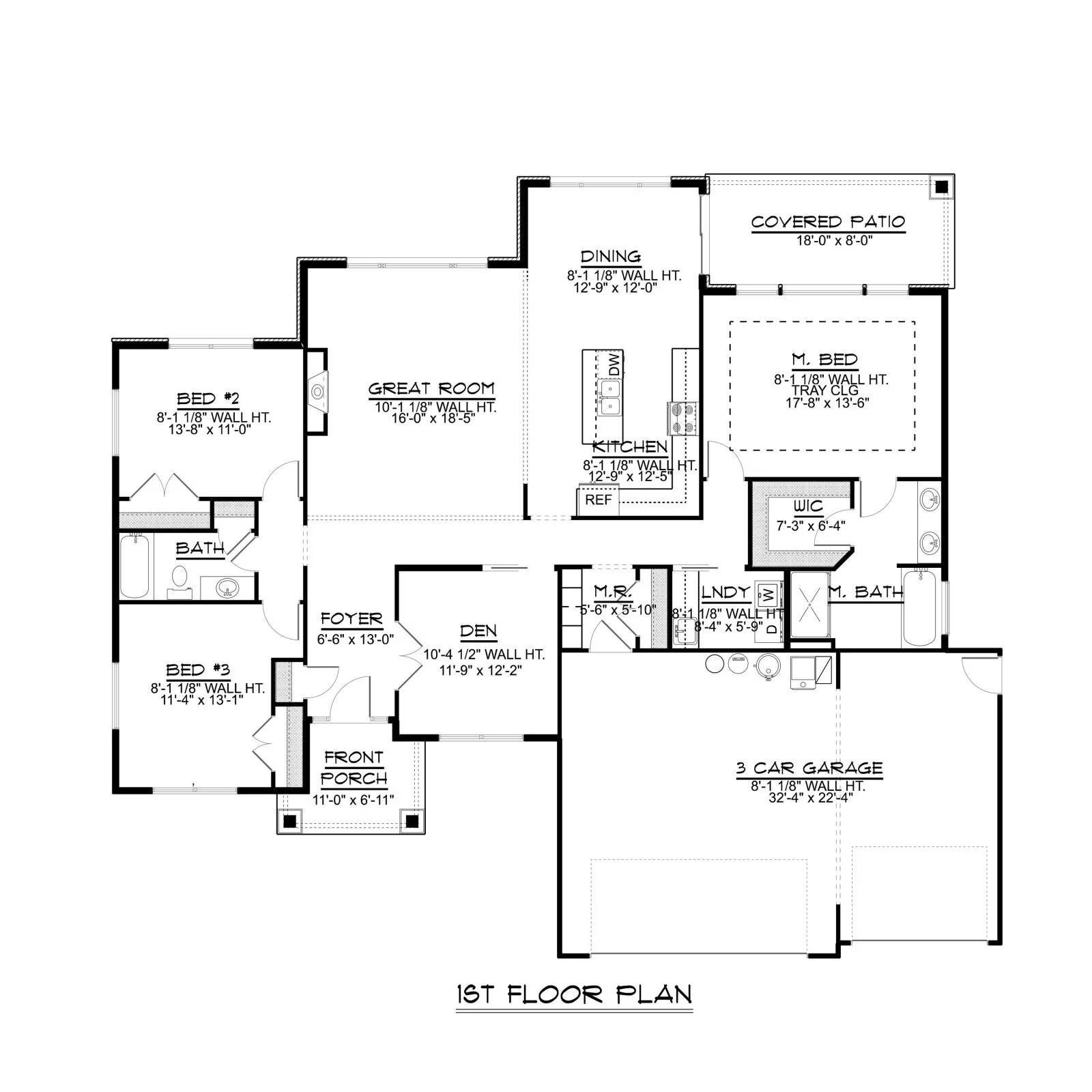 CHD-1736 Cottage House Plan – Main Floor Plan