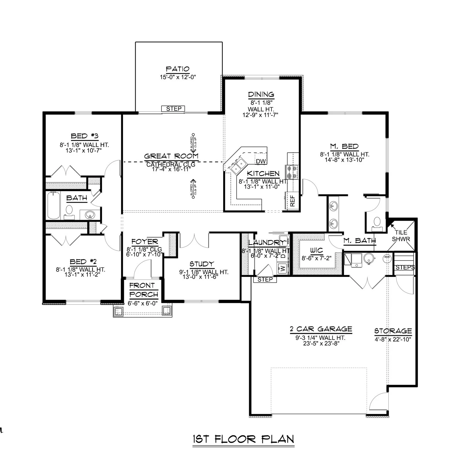 CHD-1761 Cottage House Plan – Main Floor Plan