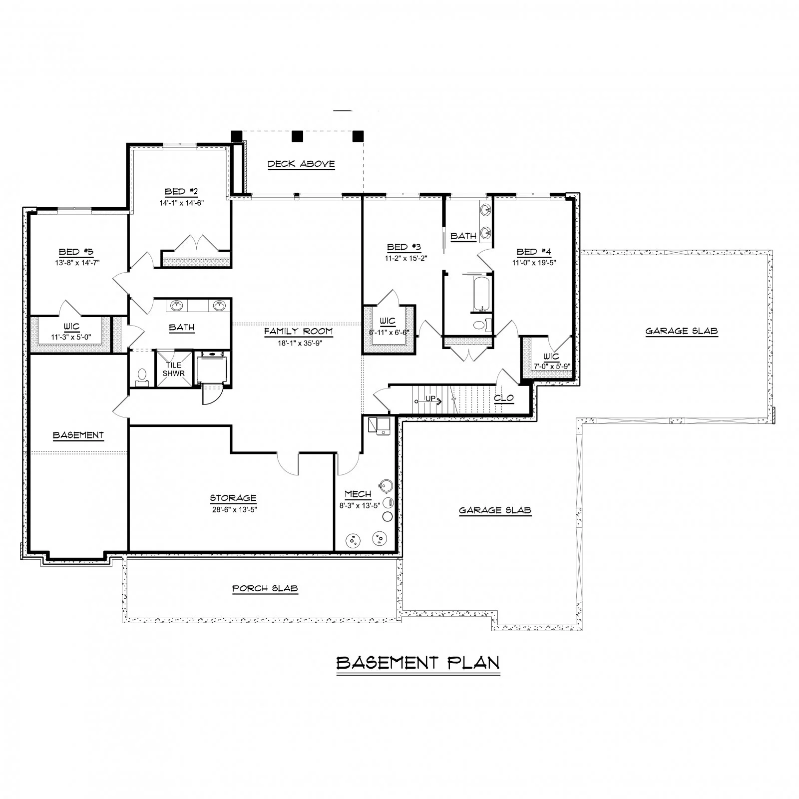 CHD-18100 Colonial House Plan – Basement Floor Plan