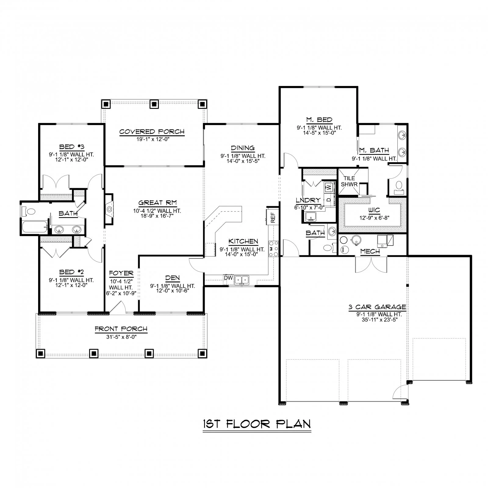 CHD-18107 Cottage House Plan – Main Floor Plan