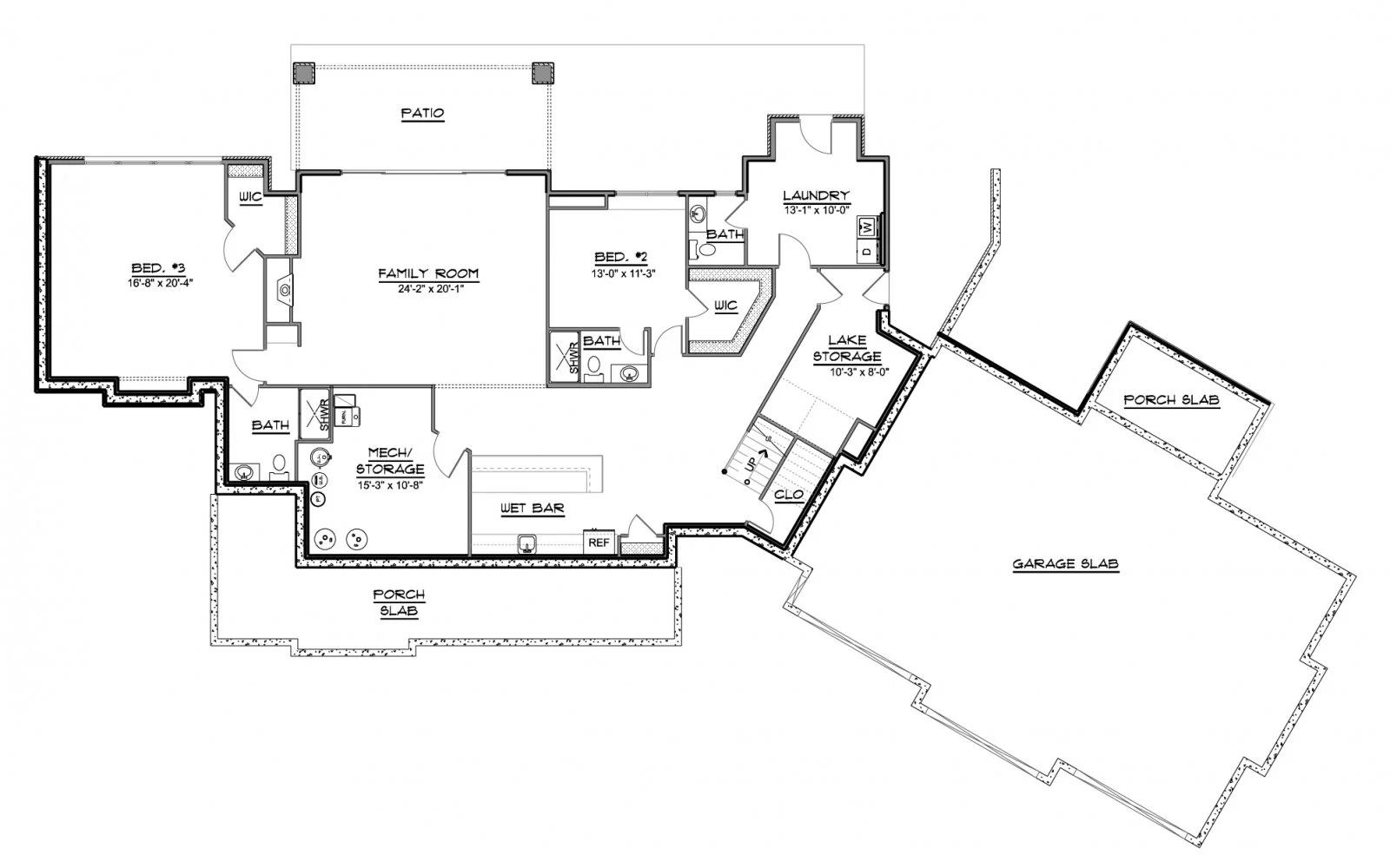 CHD-18136 Cottage House Plan – Basement Floor Plan