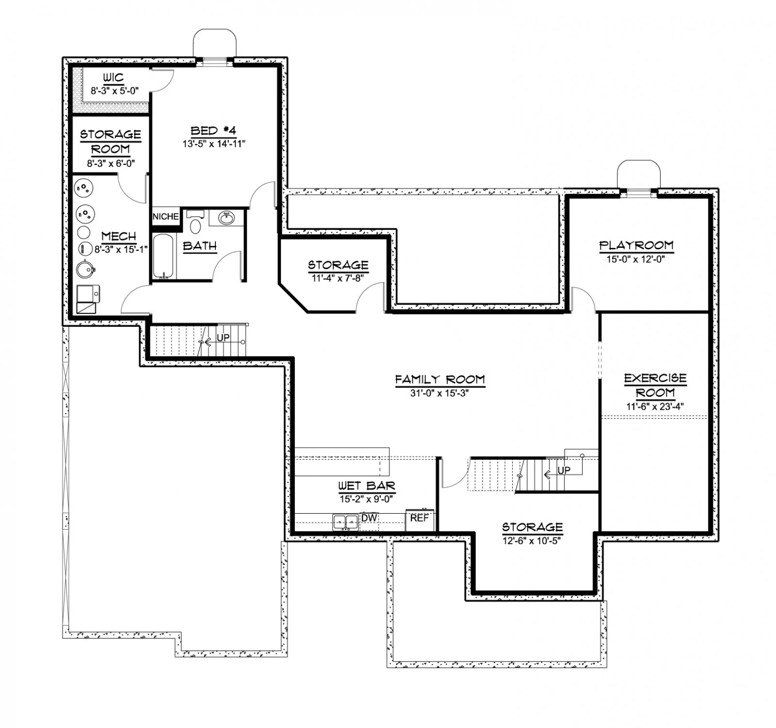 CHD-18137 Country House Plan – Basement Floor Plan