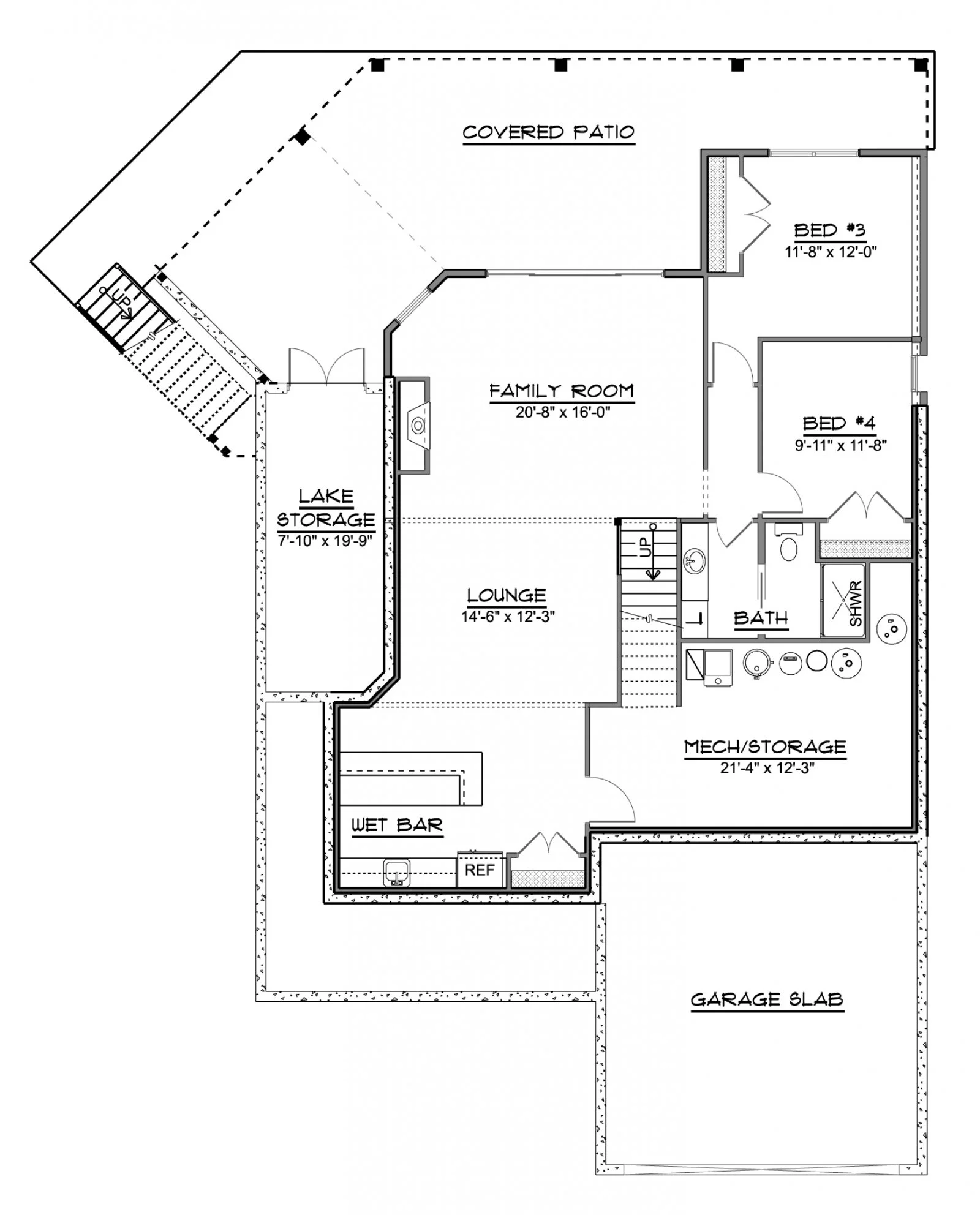 CHD-18139 Beach House Plan – Basement Floor Plan