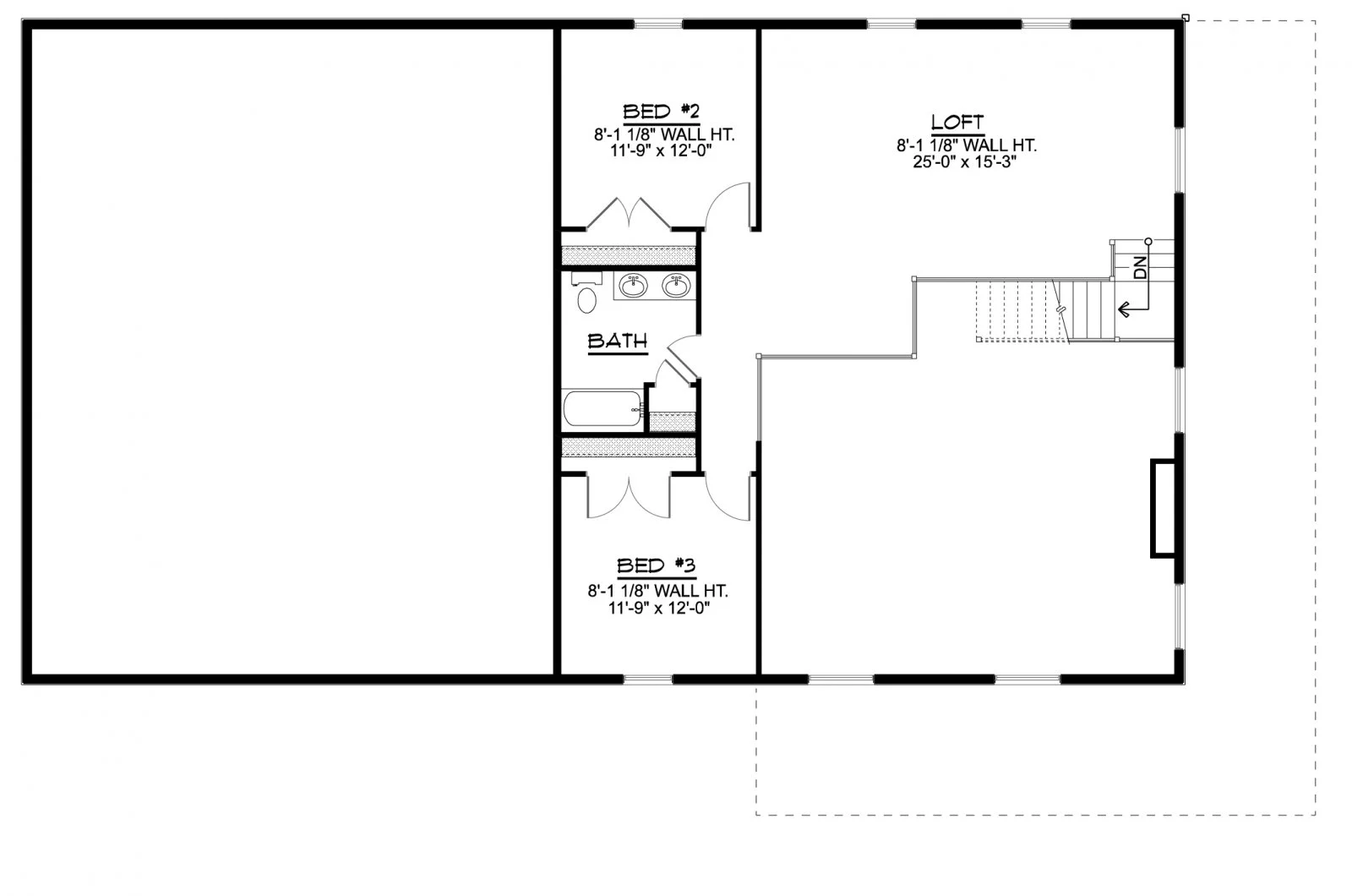 CHD-1876 Barndominium House Plan – Second Floor Plan