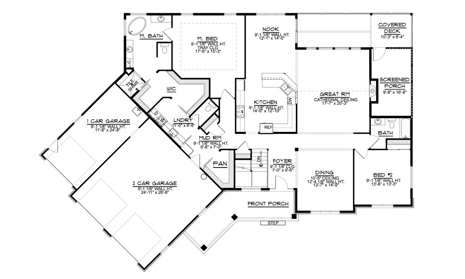 CHD-19106 Cottage House Plan – Main Floor Plan