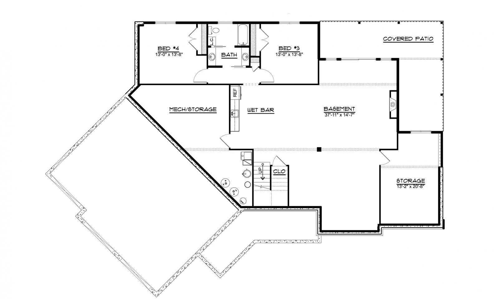 CHD-19106 Cottage House Plan – Basement Floor Plan