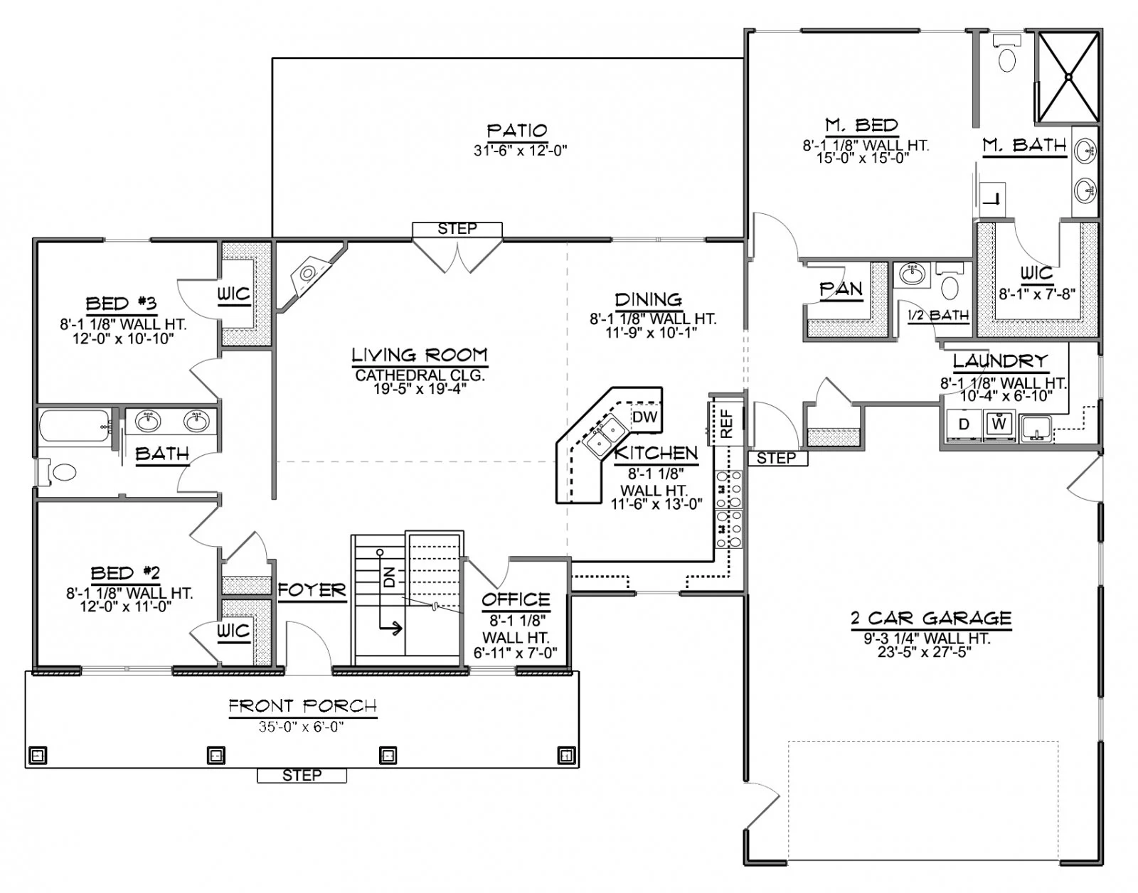 CHD-1920 Cottage House Plan – Main Floor Plan
