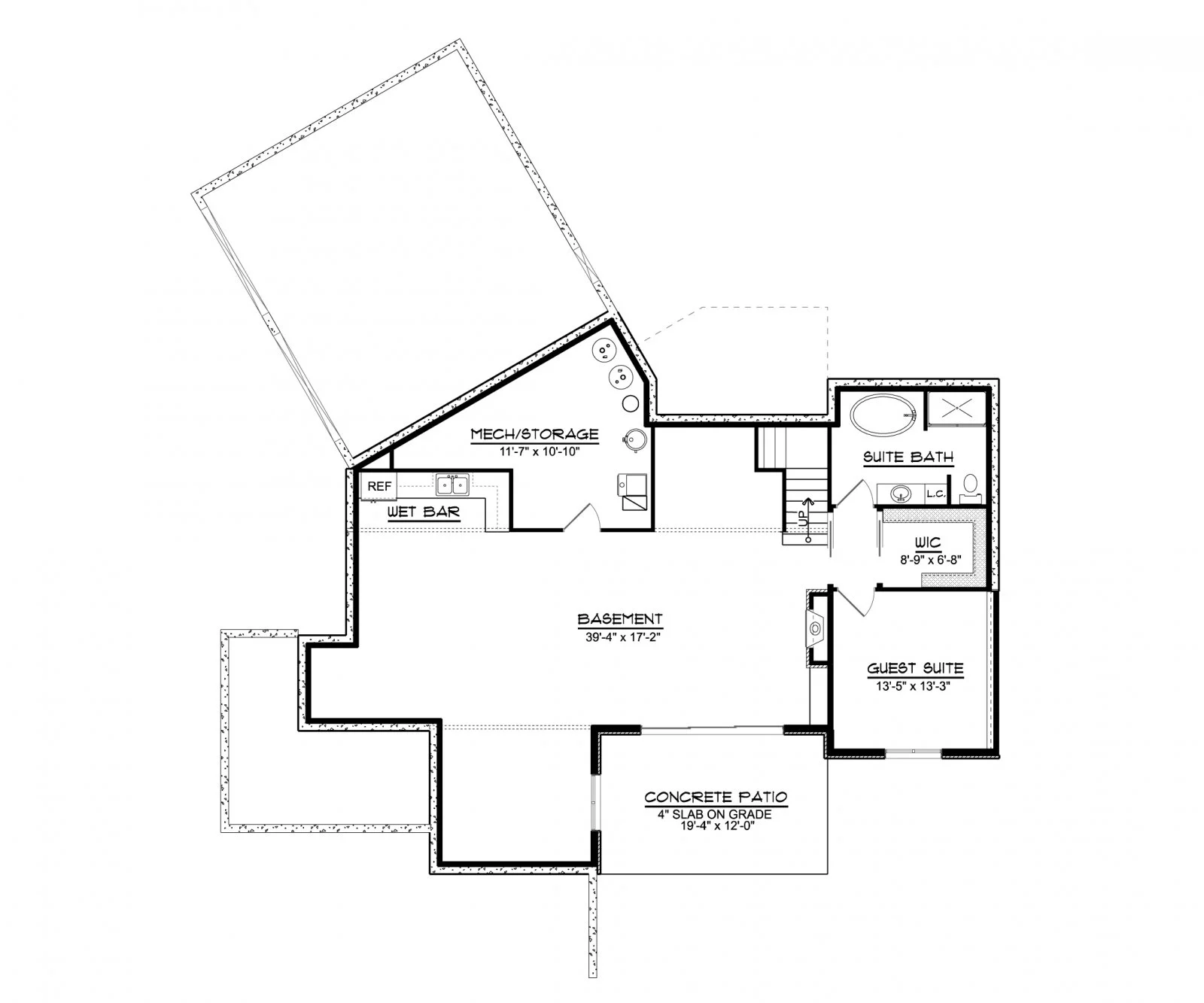 CHD-1998 Cottage House Plan – Basement Floor Plan