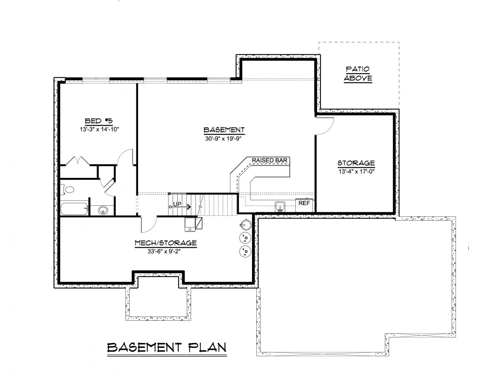 CHD-2001 Cottage House Plan – Basement Floor Plan