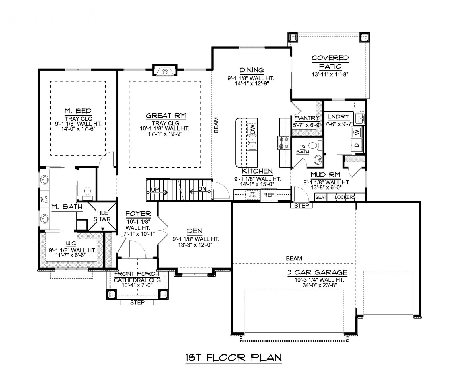 CHD-2001 Cottage House Plan – First Floor Plan