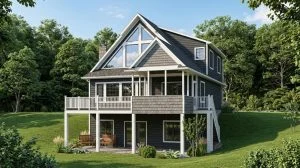 CHD-20106 Beach House Plan – Front Elevation