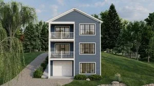 CHD-20114 Beach House Plan – Front Elevation