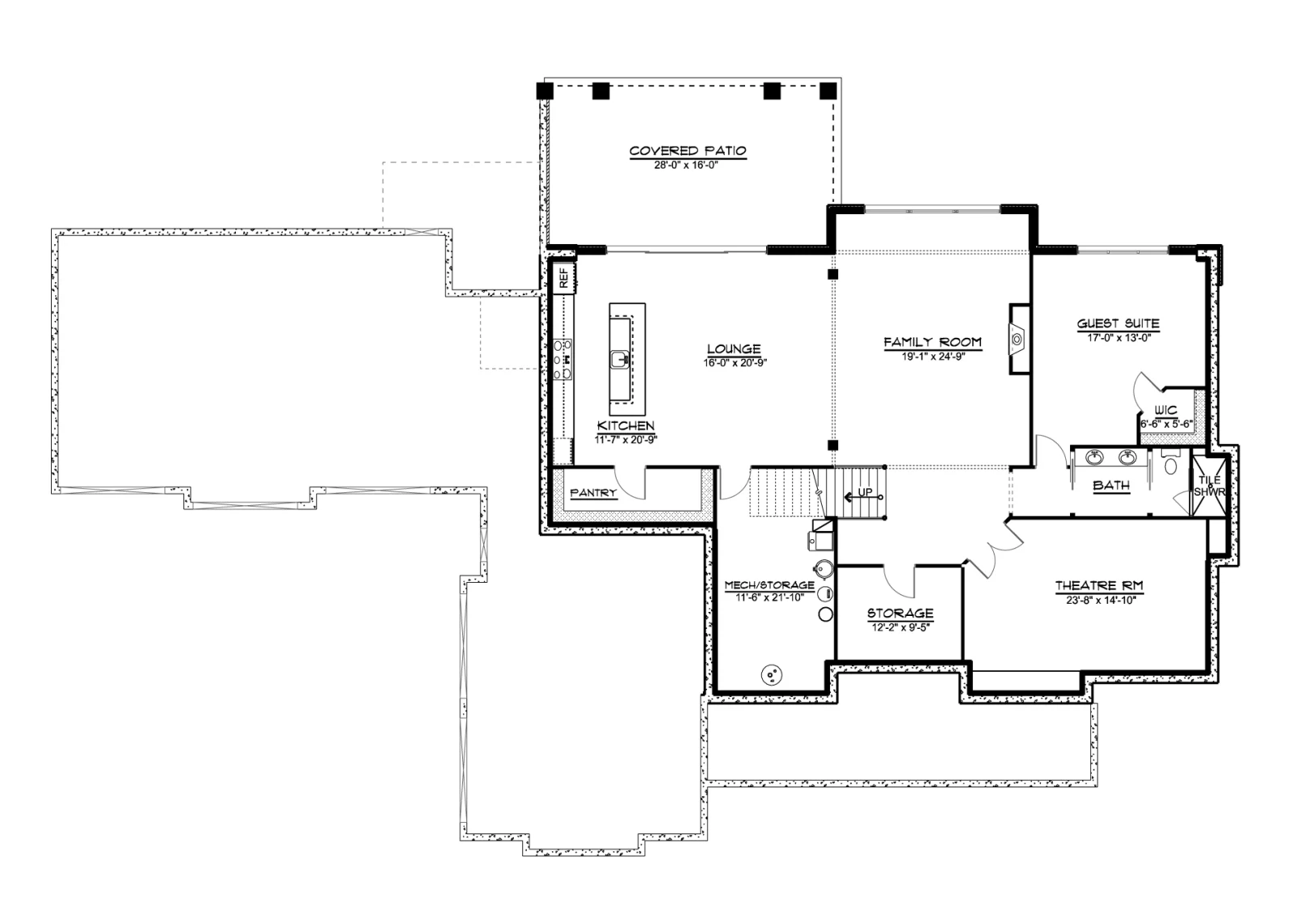 CHD-2012 Cottage House Plan – Basement Floor Plan